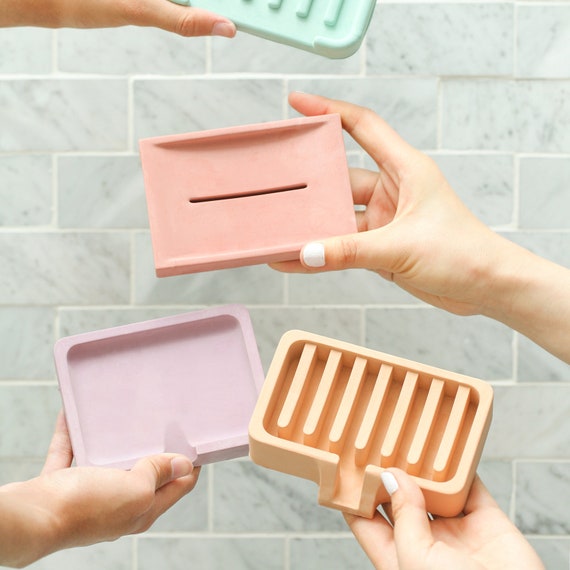 Silicone Soap Holder Tray Soap Dish Box Drain for Bathroom Kitchen