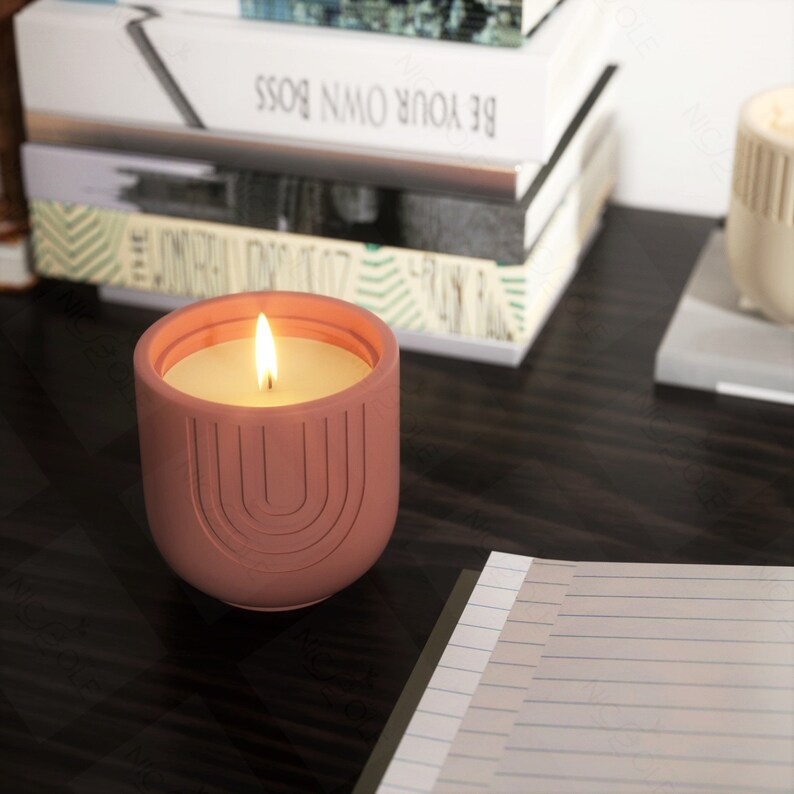 Minimalist Candle Vessel Concrete Mold Silicone Cement Candle Etsy