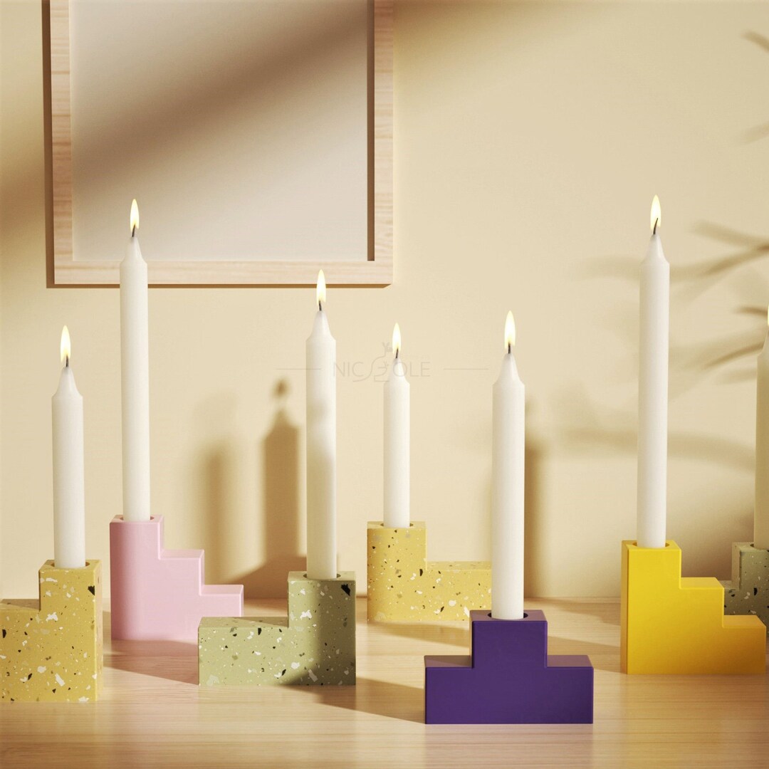 Block Candle Holder Silicone Mold Handmade Concrete Taper Etsy