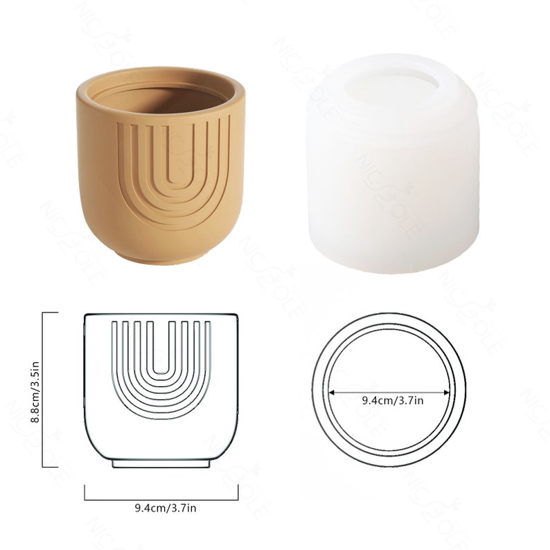 Minimalist Candle Vessel Concrete Mold Silicone Cement Candle Etsy