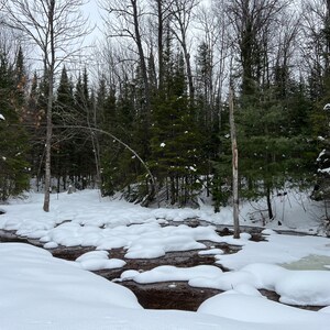 River Flowing through a Winter Landscape, Upper Peninsula of Michigan