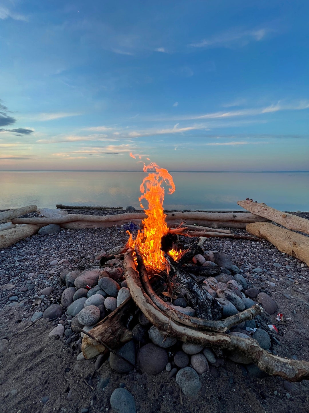 Bonfire on Lake Superior, Upper Peninsula Etsy