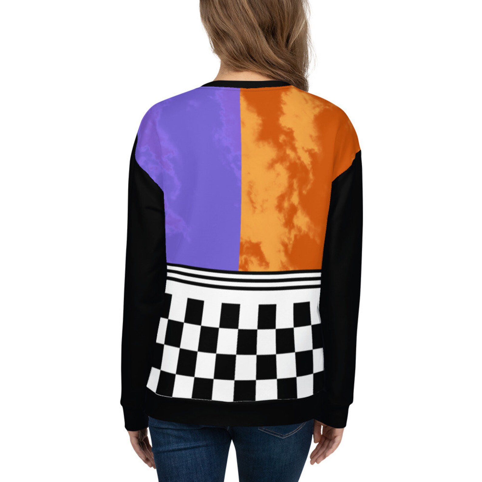 Men's All-Over Print Recycled Unisex Sweatshirt Basketweave Violet Moody Blue and White main image 0