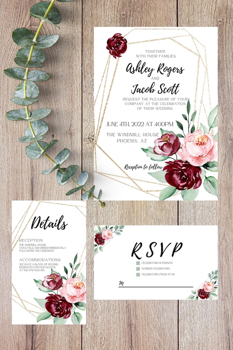 Wedding Invitation Template Printable Custom Wedding Etsy