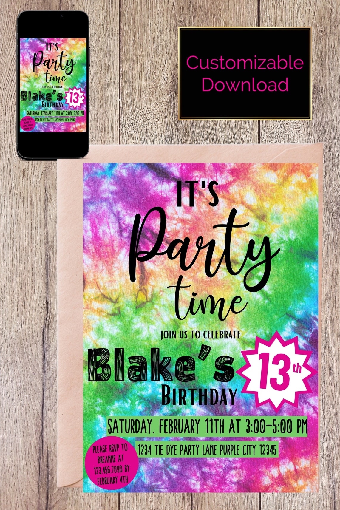13th Birthday Invitation 13th Birthday Girl Digital Etsy