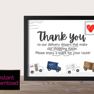 Delivery Driver Snack Sign | Delivery Driver Sign | Thank You Delivery Driver Sign | Delivery Driver Thank You | Thank You Delivery Drivers