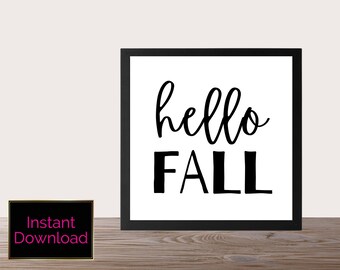 Hello Fall Sign Digital Download | Hello Fall Printable | Printable Wall Art | Fall Home Decor | Fall Wall Hangings | Home Decor | Sign