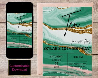 10th Birthday Invitation | 10th Birthday | 10th Birthday Invite | 10th Birthday Girl | Tenth Birthday | Editable Template | Digital Download