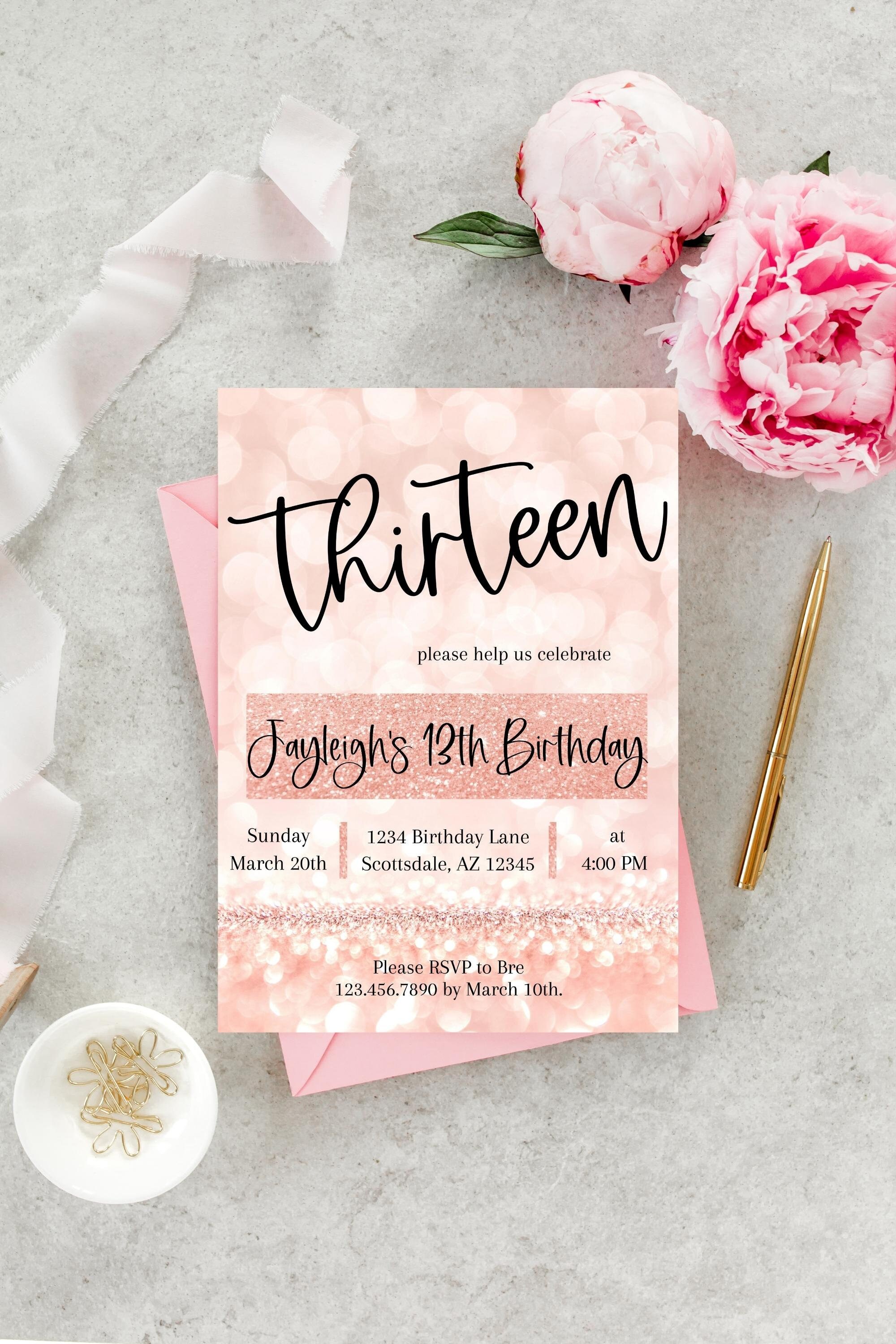 13th Birthday Invitation | 13th Birthday | 13th Birthday Invite | 13th Birthday Girl | Invitation | Printed Invitation Template | Free Ship - Etsy 13th-birthday-invitation-13th-birthday-13th-birthday-invite-13th-birthday-girl-invitation-printed-invitation-template-free-ship-etsy