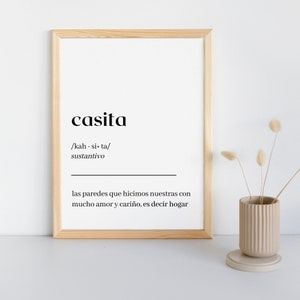 Impresión de definición de hogar/ Impresión de arte de pared/ Póster personalizado/ Arte motivacional español/ Diccionario hispano
