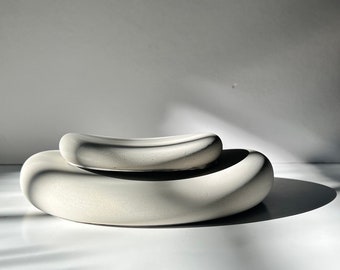 Juego de bandejas de hormigón: Decoración Wabi Sabi con tonos tierra - Bandejas de cemento hechas a mano