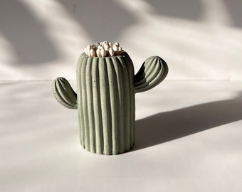 Mini portafósforos de cactus, rascador de fósforos, decoración de cemento, decoración sueca, cactus saguaro, decoración boho para el hogar, decoración de cactus, decoración occidental