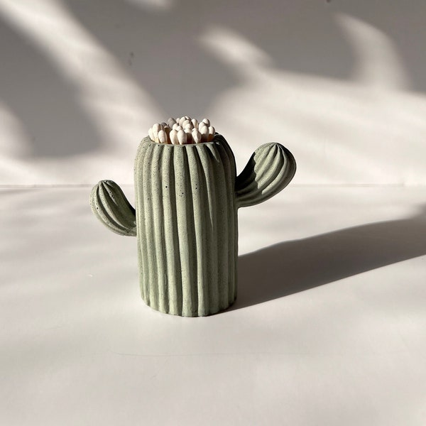 Mini cactus match holder, Match striker, Cement decor, Swedish decor, Concrete sculpture, Saguaro cactus, Bohemian home decor, Western decor