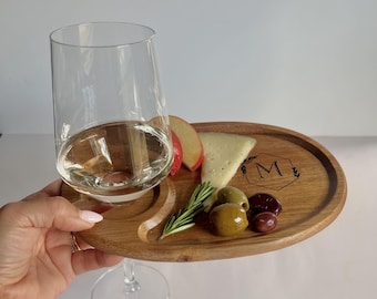 Tabla de embutidos personalizada, plato de aperitivo de vino personalizado con portavasos, tabla de embutidos personalizada, regalo para amigos, regalo para anfitriones