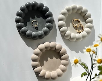 Bandeja para joyas, Plato para anillos de hormigón, Bandeja de burbujas, Plato para anillos de joyería, Bandeja para anillos de joyería, Soporte para joyas de hormigón, Bandejas de cemento, Recipiente de hormigón