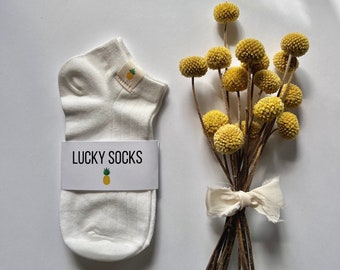 Lucky Pineapple socks, IVF socks, IVF gifts, fertility gift, infertility gift, transfer day ivf gift, transfer day socks, IVF pineapple, iui