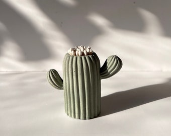 Mini cactus match holder, Match striker, Cement decor, Swedish decor, Concrete sculpture, Saguaro cactus, Bohemian home decor, Western decor