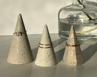 Cement Ring Cone, Ring Cone, Ring Holder Cone, Engagement Ring Holder, Concrete Ring Holder, Ring Holder, Gold Leaf Ring Cone, Ring Holder