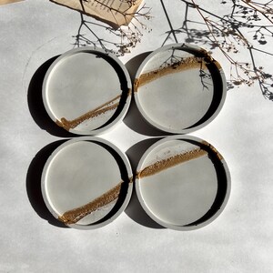 Golden Geode Concrete Coaster Set: Kintsugi Style