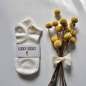 lucky ivf socks have become a symbol of hope + resilience for women on their fertility journey. Socks are the only item of clothing that you are allowed to keep on during an ivf egg retrieval + embryo transfer so make  them lucky pineapple socks!