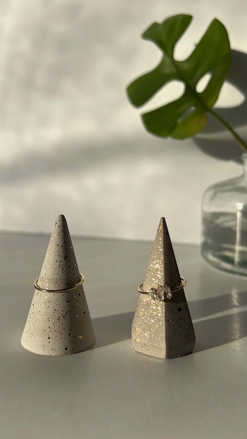 Ring Holder Cone, Ring Cone, Cement Ring Cone, Ring holder Wedding, Small Engagement gift, Cement Ring Cone, Elegant Bridesmaid gift bag image 1