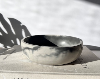 Marbled Concrete Bowl: Modern Home Decor, Trinket Bowl (8x8x2.4&quot;h)