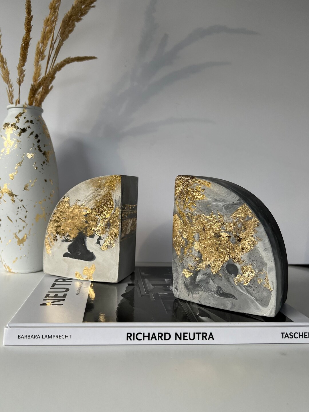 Concrete Bookends Cement Bookends Modern Bookends Etsy