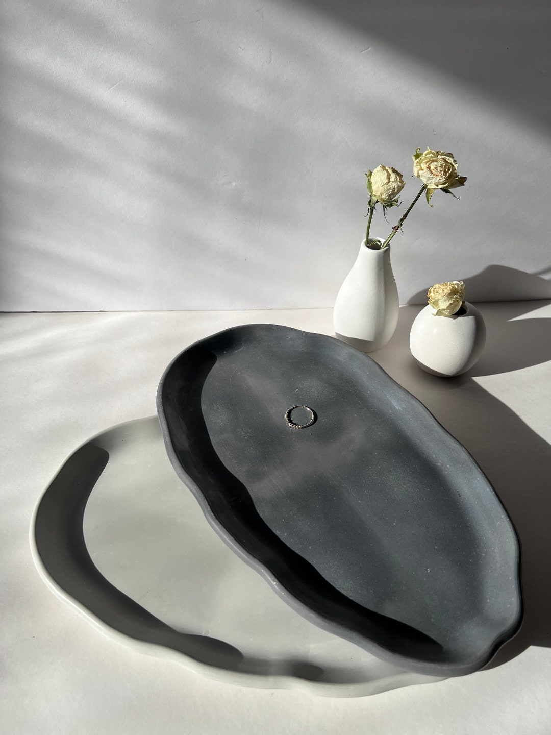 Concrete Tray, Oval Decorative Tray, Vanity Tray, Decorative Tray