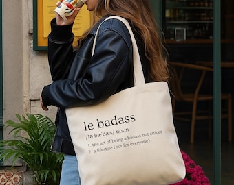 Bolso de lona de algodón Le Badass, regalo para chica cool, mujer fuerte, mejor amiga, amiga, bolso estético, regalo para el día de la madre.