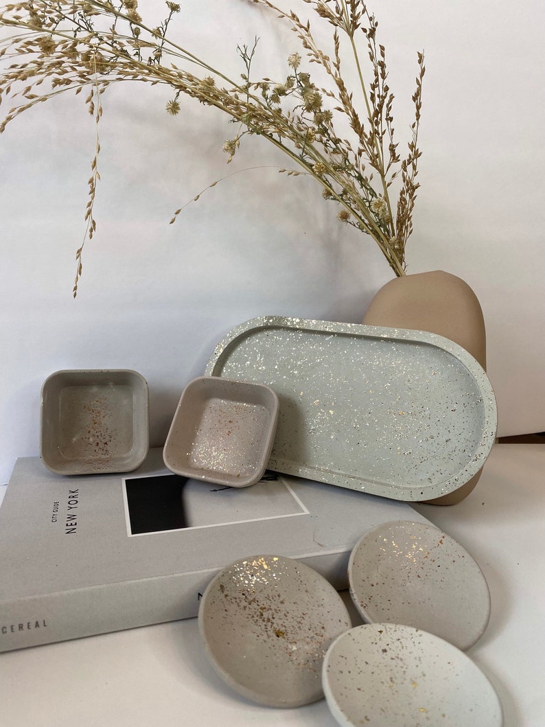 Concrete Oval Tray Concrete Jewelry Tray Concrete Tray Gold Etsy