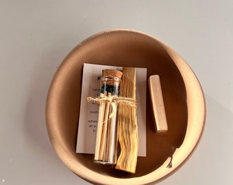Serenity Palo Santo-brandercadeauset: houder, lucifers, Palo Santo