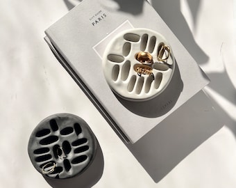Bandejas para anillos, plato de joyería de hormigón, hormigón minimalista, bandeja de joyería moderna, plato de anillos original