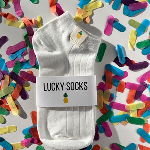 Lucky Pineapple socks, IVF socks, IVF gifts, fertility gift, infertility gift, transfer day ivf gift, transfer day socks, IVF pineapple, iui image 4