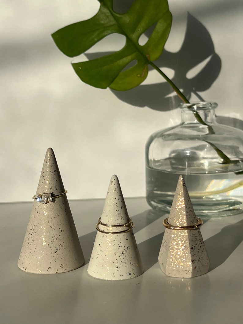 Ring Holder Cone, Ring Cone, Cement Ring Cone, Ring holder Wedding, Small Engagement gift, Cement Ring Cone, Elegant Bridesmaid gift bag image 4