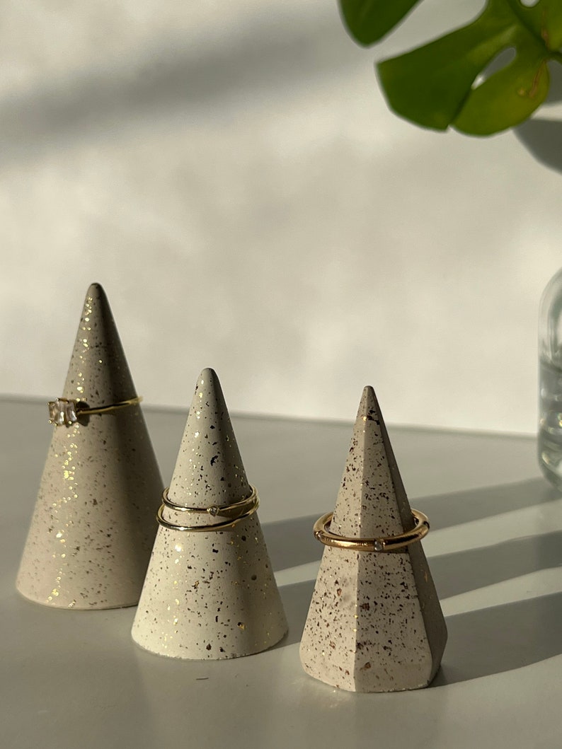 Ring Holder Cone, Ring Cone, Cement Ring Cone, Ring holder Wedding, Small Engagement gift, Cement Ring Cone, Elegant Bridesmaid gift bag image 7