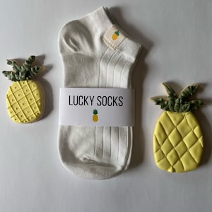 Lucky Pineapple socks, IVF socks, IVF gifts, fertility gift, infertility gift, transfer day ivf gift, transfer day socks, IVF pineapple, iui image 3