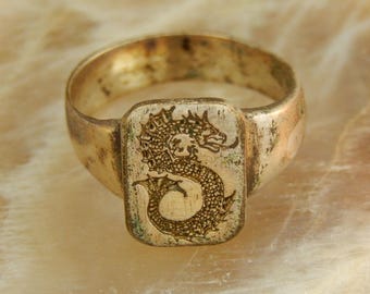 Dragon Satan Satanic Signet Ring from the 1800s Eastern European