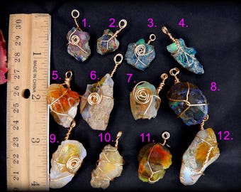 Flashy rainbow opal pendants for magick purified and charged
