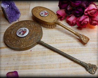 Apollo Studios Ormolu Gilt Mirror and Brush Dresser Set for Scrying - Very Powerful
