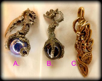 Pewter Bronze Dragon Pendant Viking Jörmungandr - you choose