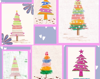 Beautiful Christmas trees Digital downloads