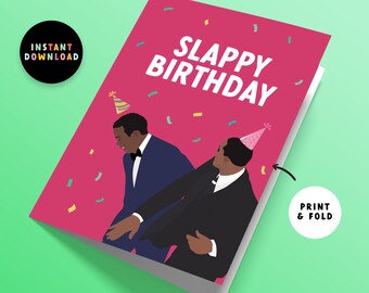 Descarga instantánea Will Smith Oscars Slap / Tarjeta de cumpleaños / Imprimir en casa / Will Smith Slap / Imprimible / Oscars Slap Card / Tarjeta de último minuto