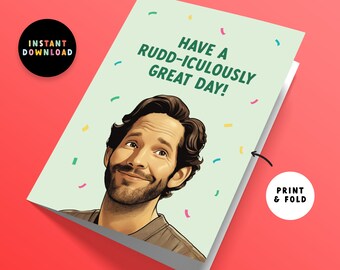 Descarga instantánea Tarjeta de cumpleaños de Paul Rudd / Tarjeta de cumpleaños PDF / Imprimir en casa / Feliz cumpleaños / Tarjeta de Paul Rudd imprimible / Tarjeta de último minuto
