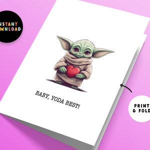 Descarga instantánea Baby Yoda Mejor tarjeta de aniversario o cumpleaños / Imprimir en casa / Imprimible / Baby Yoda / Tarjeta de último minuto