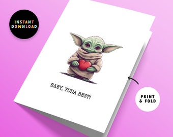 Descarga instantánea Baby Yoda Mejor tarjeta de aniversario o cumpleaños / Imprimir en casa / Imprimible / Baby Yoda / Tarjeta de último minuto