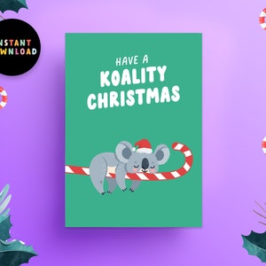 Cartolina di Natale con download istantaneo / Cartolina di Natale PDF / Stampa a casa / Cartolina di Natale Koala divertente / Buon Natale / Stampabile / Cartolina dell'ultimo minuto