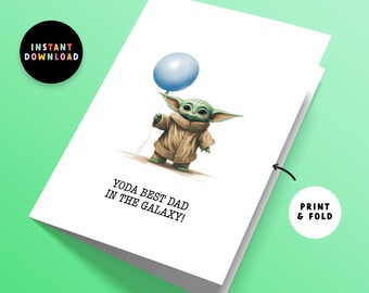 Descarga instantánea Papá, Yoda Mejor Mejor Papá en la Tarjeta Galaxy FathersDay / Imprimir en casa / Imprimible / Bebé Yoda / Tarjeta de último minuto