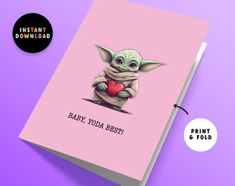 Descarga instantánea Baby Yoda Mejor tarjeta de aniversario o cumpleaños / Imprimir en casa / Imprimible / Baby Yoda / Tarjeta de último minuto