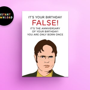 Instant Download Birthday Card | PDF Birthday Card | Print at home | Funny Office Birthday | Printable | Dwight Schrute | Last minute Card
