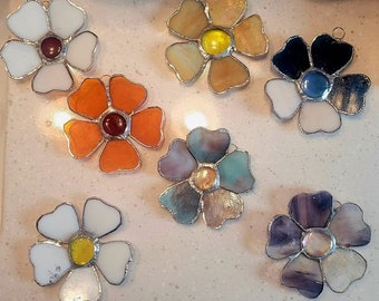 Unique Handcrafted, Custom! Flower Stained Glass Suncatcher